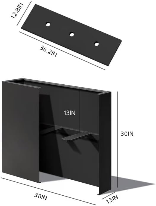 38" L x 13" W x 30" H Metal Tall Rectangular Planter - Image 4