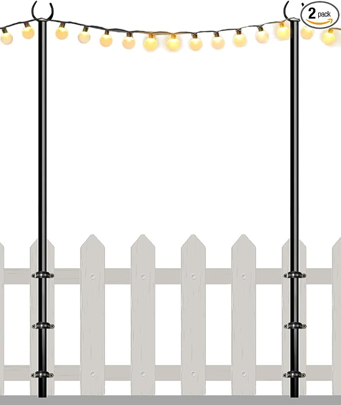 10FT String Light Poles for Outdoor, Heavy Duty Metal Lighting Stand Pole for by Eazielife