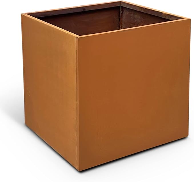 Corten Steel Planter Box Outdoor Planter Metal Square 20 Inch Large Steel by GZGNEEVL