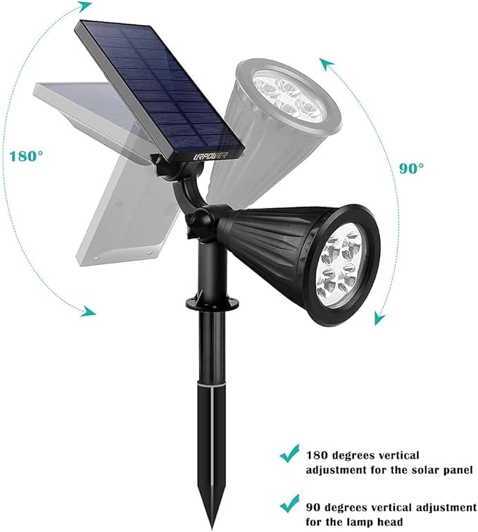 URPOWER Solar Lights Outdoor, Adjustable Spot Lights Outdoor, 2-in-1 Waterproof - Image 2