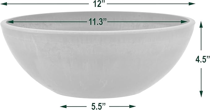 PSW Pot Collection M30C 12-inch Plastic/Stone/Wood Composite Low Bowl Planter – - Image 4