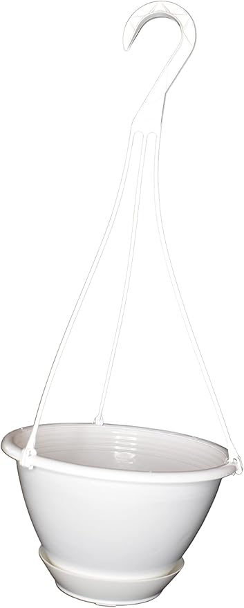 8" White Plastic Hanging Basket - Image 4