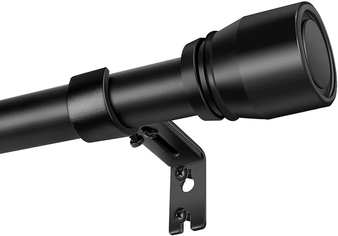 1” Diameter Matte Black Curtain Rod Itself is 30-90 Inch 2 Pack, Fit 30 to 84 by Unknown