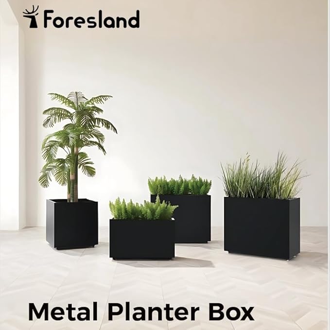 Tall & Long Metal Planter with Middle Shelf, 36W x 11D x 30H Large Rectangular - Image 7