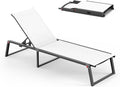 Aluminum Chaise Lounge Chair Outdoor, Foldable & Assembly Free Patio Pool by Oasbira
