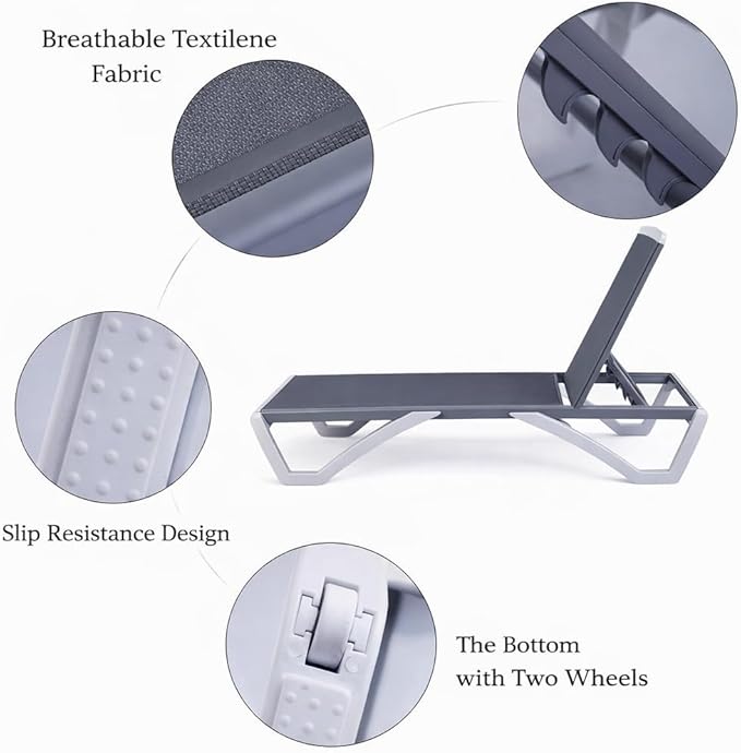 Kozyard Outdoor Chaise Lounge Chair, Full Flat Adjustable Patio Lounger - Image 5