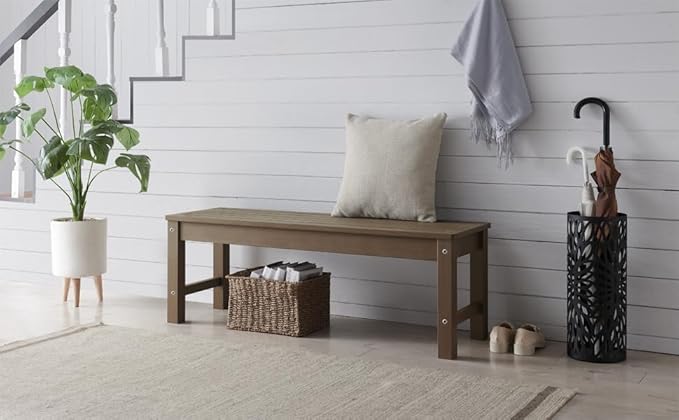 Psilvam Knight Bench Set of 2, Two Person Outdoor Poly Lumber Patio Backless - Image 2