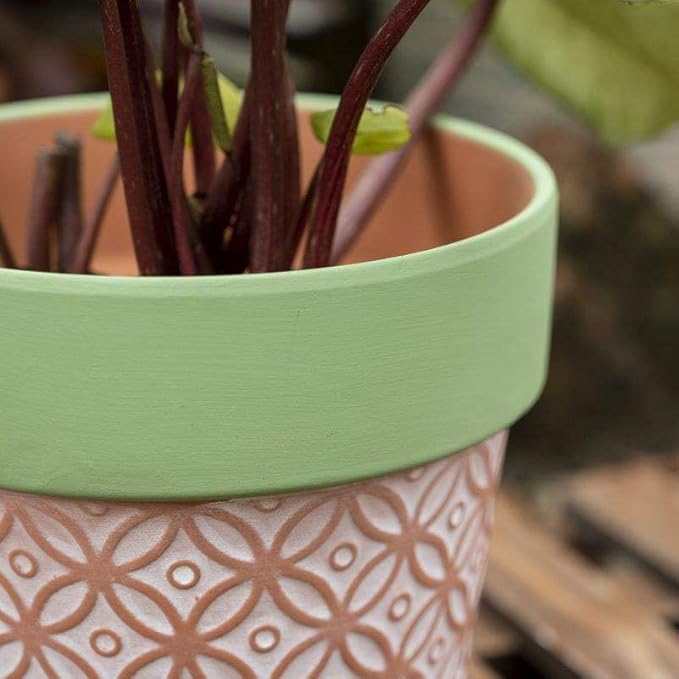 Terracotta Plant Pots Set of 2-5.9 Inch Vintage Pattern Clay Flowerpots - Image 4
