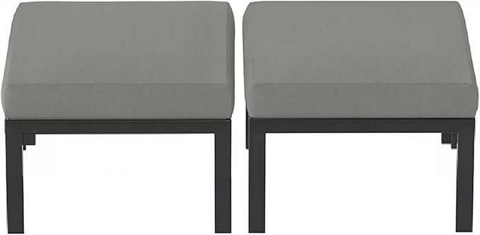 HOMREST Metal Outdoor Ottoman, 2-Piece Aluminum Footstool w/Removable Cushion by HOMREST