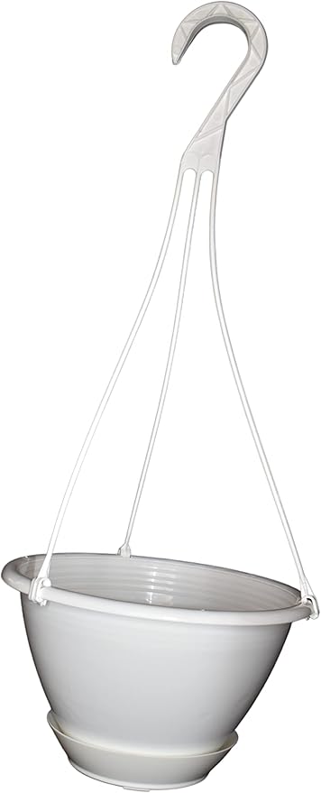8" White Plastic Hanging Basket by Unknown