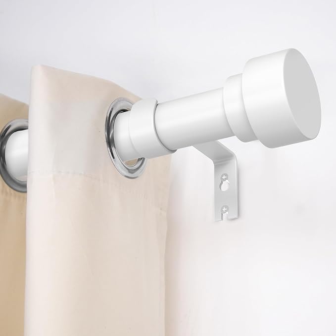 Curtain Rods for Windows 72 to 144, 1 Inch Adjustable White Extra Long Heavy - Image 2