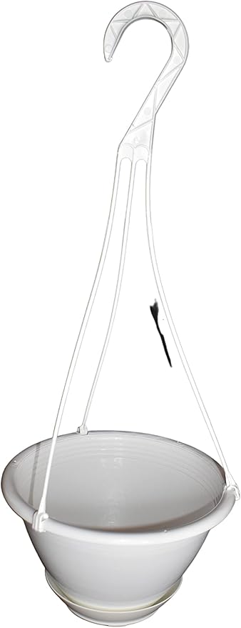 8" White Plastic Hanging Basket - Image 5