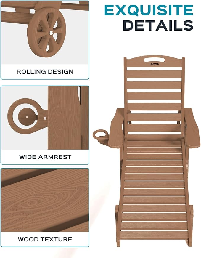 Ciokea Outdoor Lounge Chair Set of 4, All Weather Patio Chaise Lounge Chairs - Image 5
