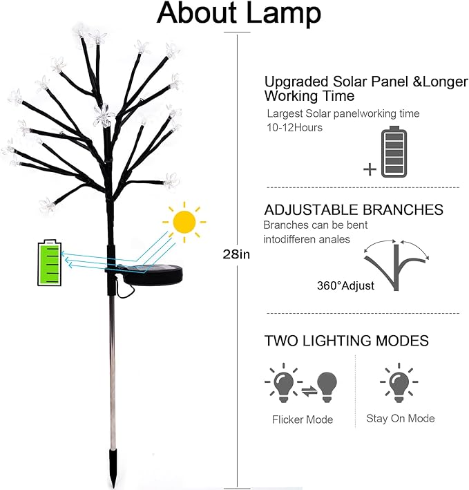 Solar Garden Lights Waterproof, Sola Lights Outdoor Decorative 4Pack, 80Led - Image 5