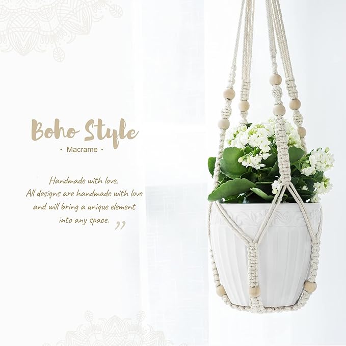 Mkono Macrame Plant Hanger Indoor Hanging Planter Basket - Image 7