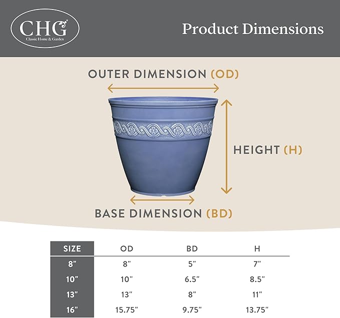Classic Home and Garden Corinthian Resin Flower Pot Planter, Desert Tan - Image 5