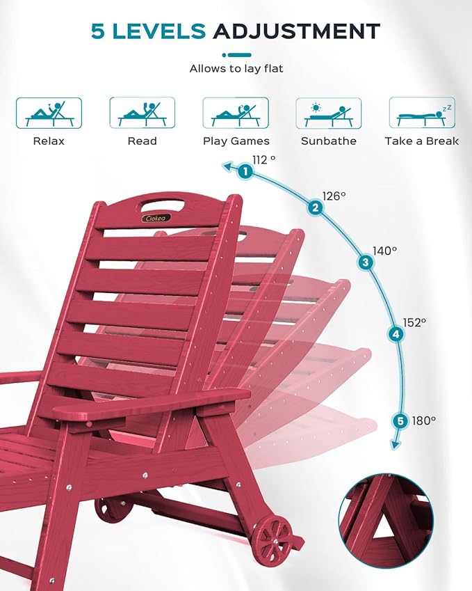 Outdoor Chaise Lounge Chair Set of 2, Patio Lounge Chairs - Image 4