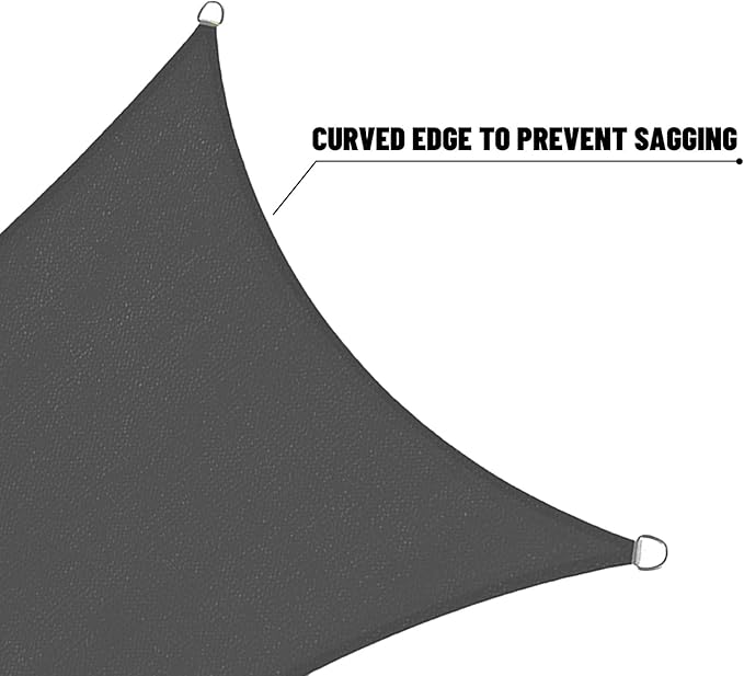 SUNNY GUARD Sun Shade Sail 20' x 20' Rectangle Graphite Grey UV Block Sunshade - Image 7