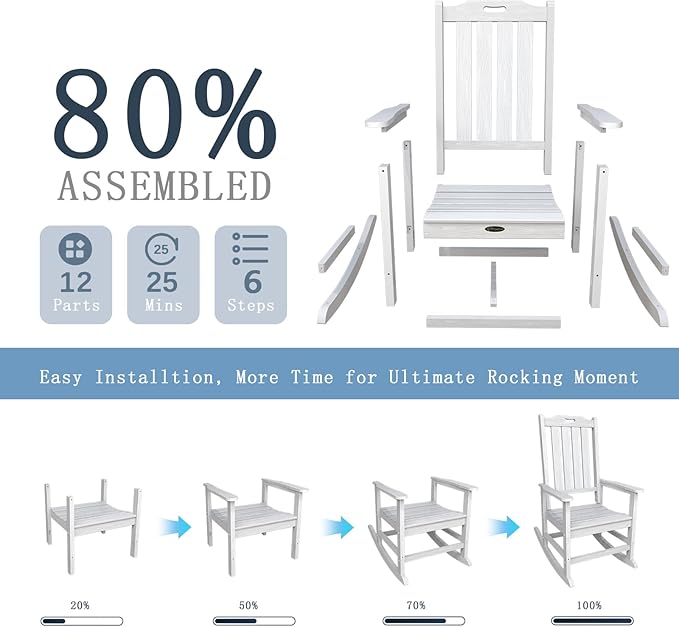 Oversized Rocking Chair Set of 8, Outdoor Rocking Chair - Image 9