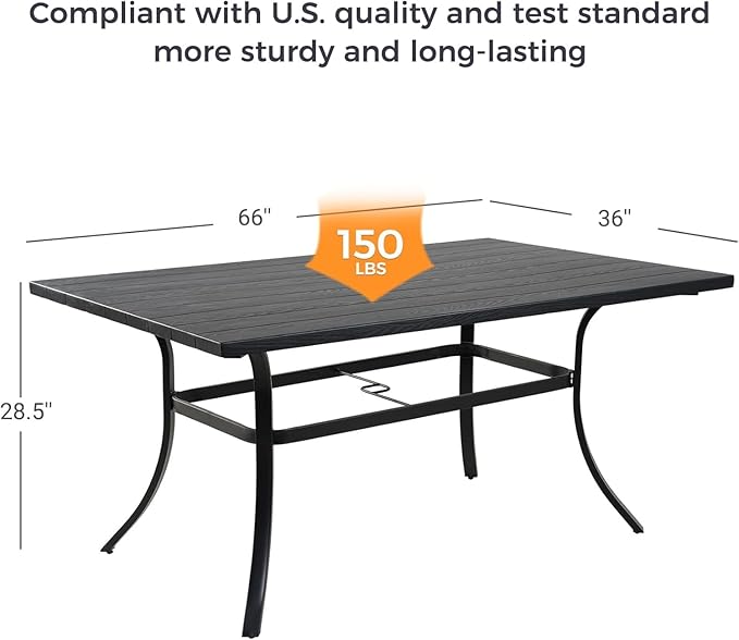 Grand patio Outdoor Dining Set, 7-Piece Patio Table and Chairs Set, Metal Woven - Image 4