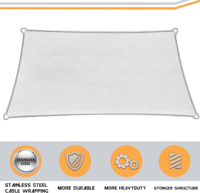 20' x 20' Sand Rectangle Sun Shade Sail Outdoor Canopy Awning UPF50+, 95% UV - Image 3