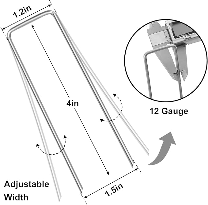 HongWay 240 Pack 4 Inch Landscape Staples, Garden Staples 12 Gauge Galvanized - Image 2