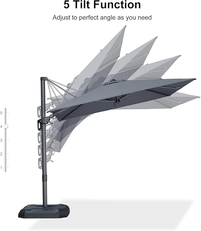 PURPLE LEAF 8' X 8' Left-right Tilting Patio Umbrella Outdoor Cantilever Swivel - Image 8