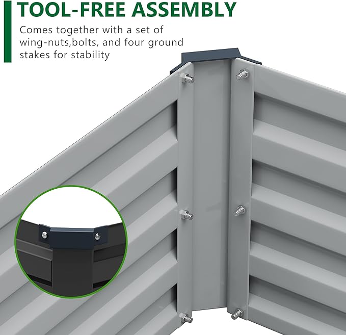 2 Pack 6x3x1FT Galvanized Raised Garden Bed Kit, Outdoor Metal Planter Box - Image 6