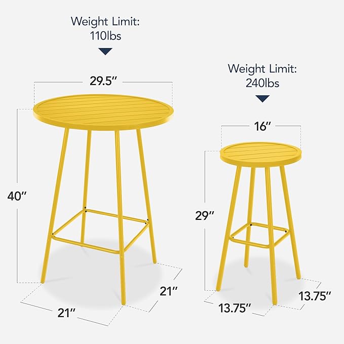 Best Choice Products 3-Piece Patio Dining Set, Bar Height, Outdoor Bistro Set - Image 2