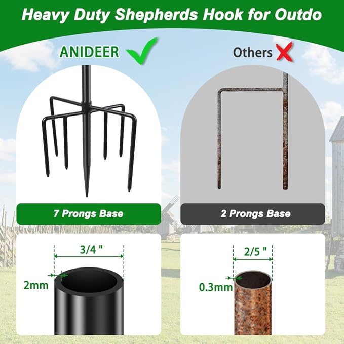 60" Shephards Hook for Outdoor, Heavy Duty Bird Feeder Pole - Image 3