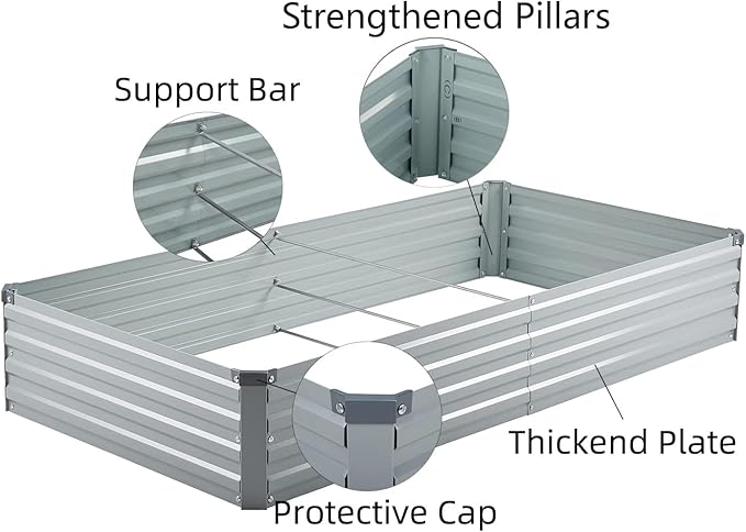 3 Pack 6x3x1FT Galvanized Raised Garden Bed Kit, Outdoor Metal Planter Box - Image 4