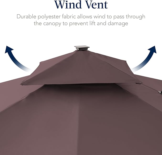 Best Choice Products 9x12ft LED Cantilever Patio Umbrella w/Base Included & - Image 7