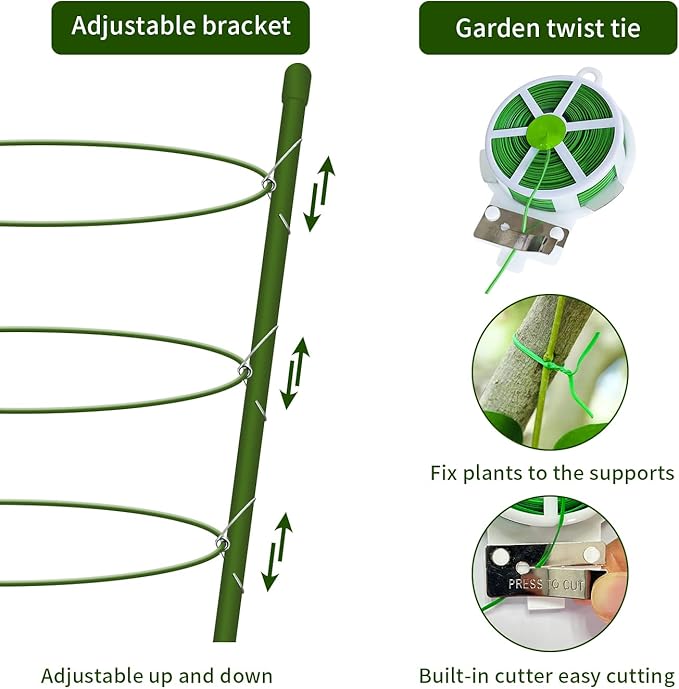 4 Pack Tomato Cage for Garden Plant Support, 24 inches Small Tomato Cages - Image 3