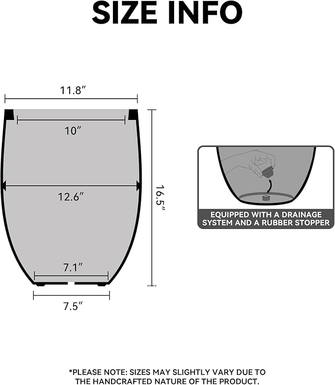 Kante 16.5 Inch Tall Concrete Planter, Large Indoor Outdoor Plant Pot - Image 2