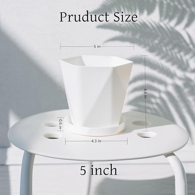 InmeRun Plant Pots Indoor Plastic Flower Pots Outdoor 5 inch Set of 12 Pack - Image 4