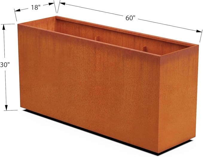 Plantercraft Corten Steel Planters | 60x18x30 Large Rectangular Planter - Image 5