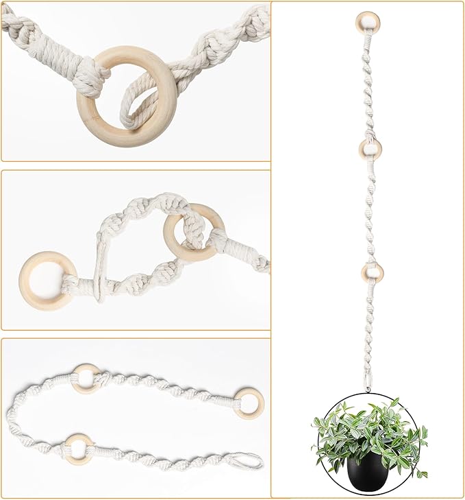 3 Pack Adjustable Macrame Plant Hanger Extenders Connectable Rope Hanging Plant - Image 3