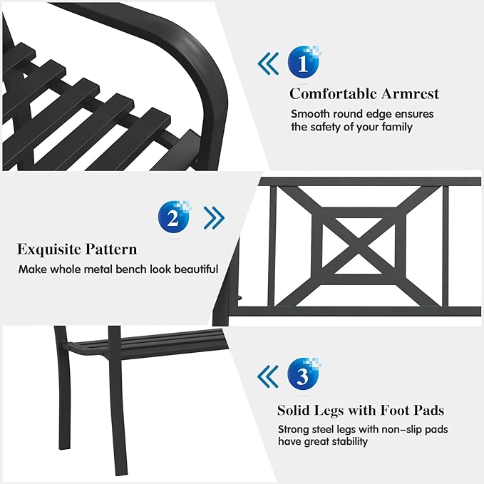 On Shine Patio Garden Bench, Outdoor Park Bench - Image 5