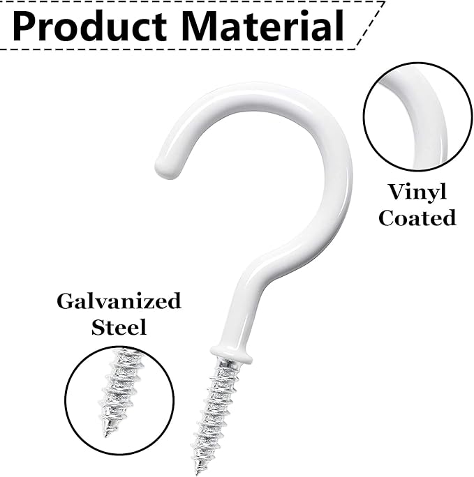 30 Pcs Ceiling Hooks for Hanging Plants, Utensils and Lights, 1-1/4 inch Vinyl - Image 9