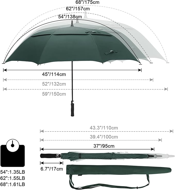 G4Free 47/54/62/68/72 Inch Automatic Open Golf Umbrella Oversize Extra Large - Image 2