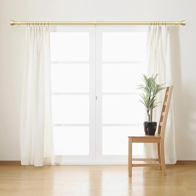 Time Forest Gold Curtain Rods for Windows 32 to 120 Inch, 1 Inch Diameter - Image 3