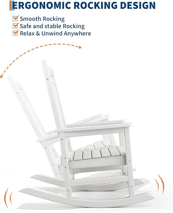 GarveeLife Poly Lumber Rocking Chair Outdoor Set of 4 - Image 4
