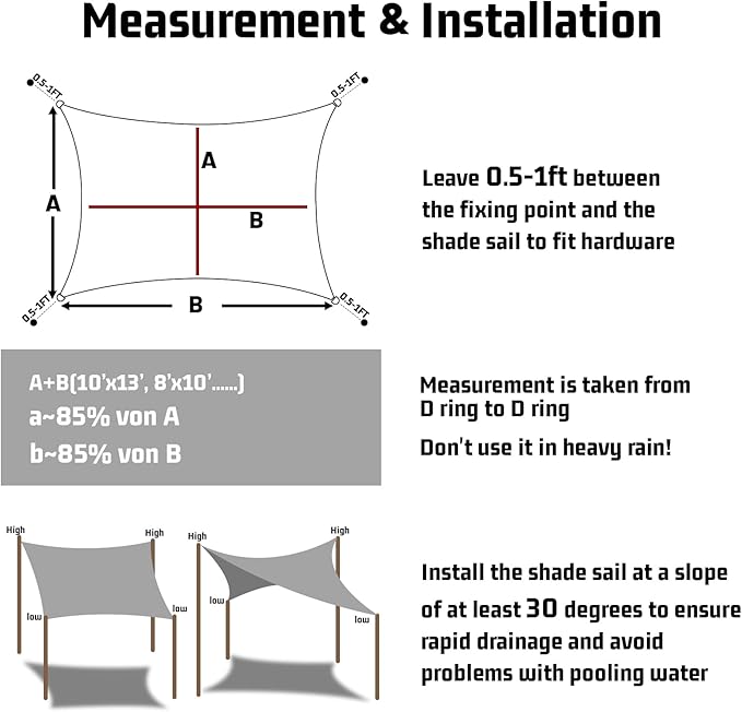 LOVE STORY Right Triangle 12'x24'x26.8' Waterproof Sun Shade Sail Canopy UV - Image 2