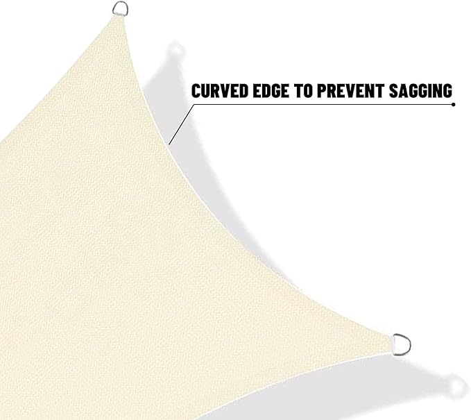 SUNNY GUARD Custom Size 11'x11'x45.6' Butter Cream Sun Shade Sail Triangle UV - Image 7