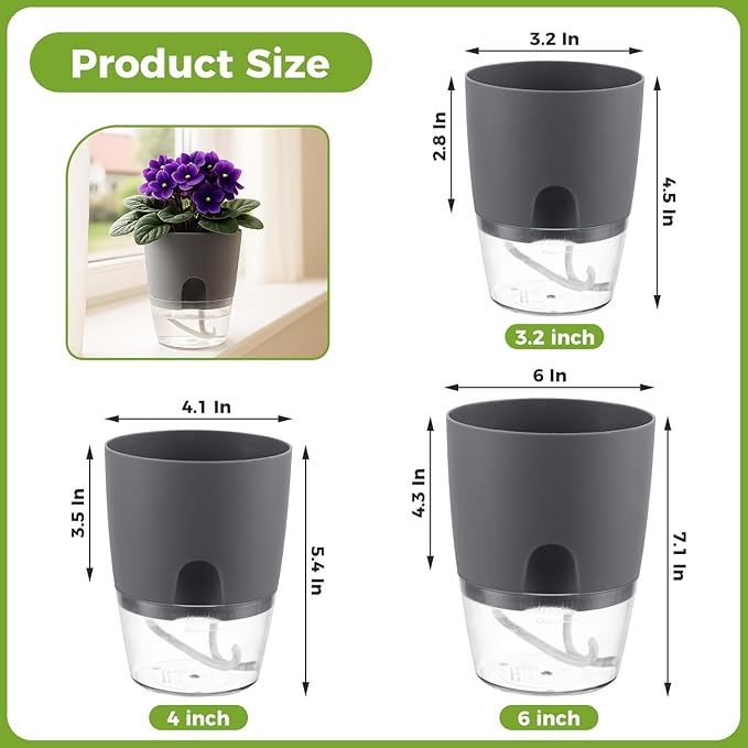 Planterhoma 6 Pack Self Watering Pots - Image 3
