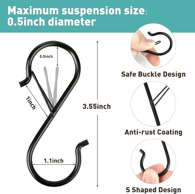 150 Pcs S Hooks for Hanging Heavy Duty, 3.5-inch Heavy Duty Metal S Hook - Image 2