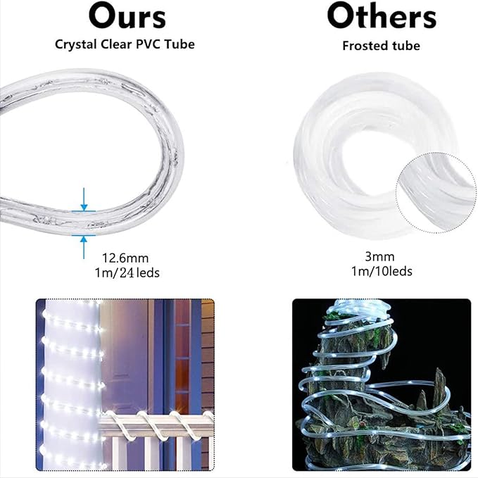50ft 360 LED Rope Lights Outdoor, Connectable and Flexible Tube Lights - Image 4