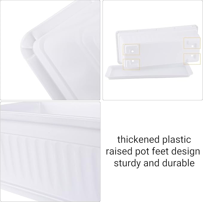 GREANER Rectangle Plastic Flower Boxes, 3 Pack Large Long Planter 16.9x7.48 - Image 5
