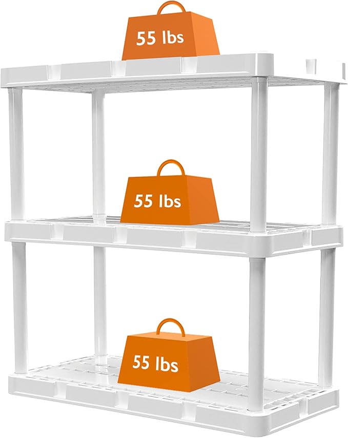 Gracious Living 3 Pack Light Duty Storage Shelves, Knect-A-Shelf 3-Shelf - Image 10