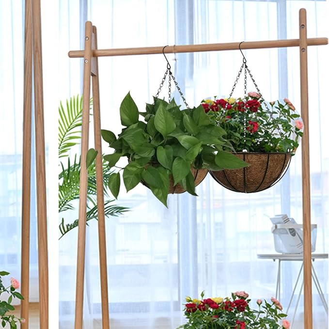 Hanging Plant Basket Flower Holder-Metal Wire Round Hanging Basket Planter - Image 4
